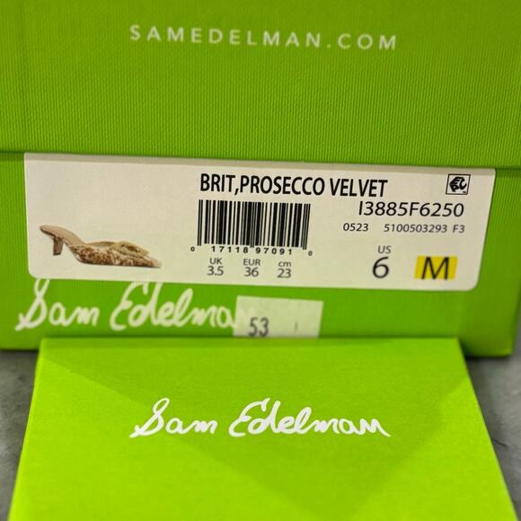 Sam Edelman Brit Women's Heels Prosecco Velvet Size 6 - Picture 11 of 11